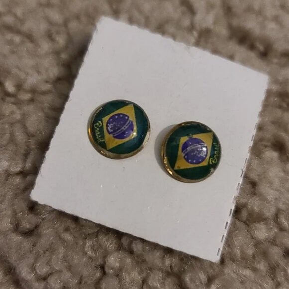 🎉 Brazilian Flag post Earrings 🎉 - Picture 1 of 4